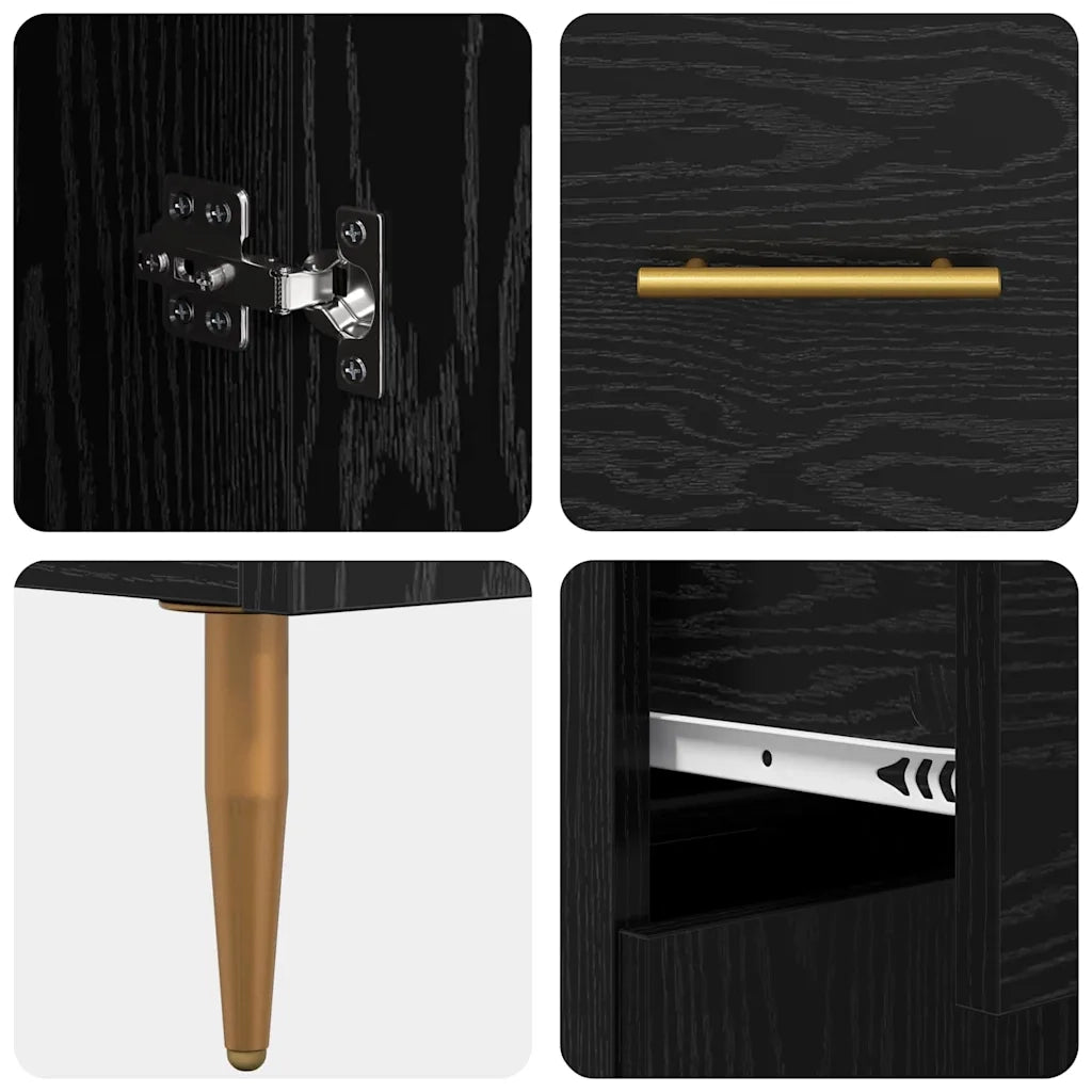 Credenza-Buffet-Armadio da cucina Rovere Nero 69,5 x 34 x 90 cm Legno multistrato 849101