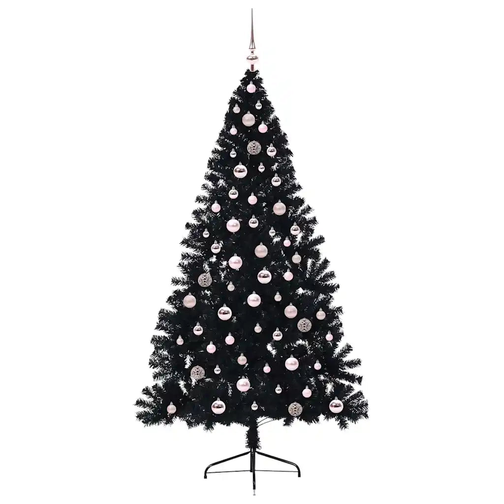 Albero di Natale artificiale con luci integrate Nero 240 cm PVC 3397169