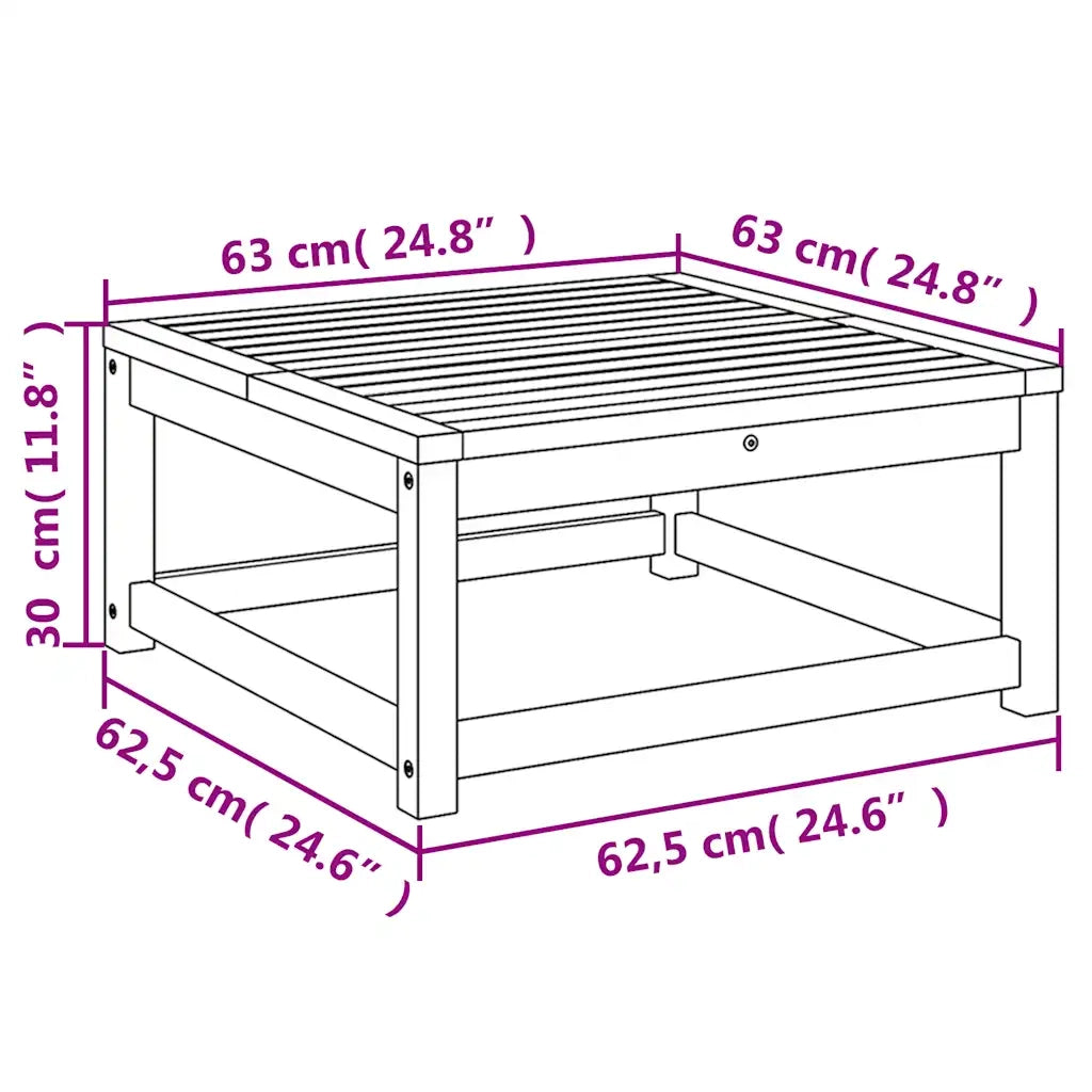 Tavolo da Giardino | Tavolino da esterno 63x63x30 cm in Legno Massello di Acacia