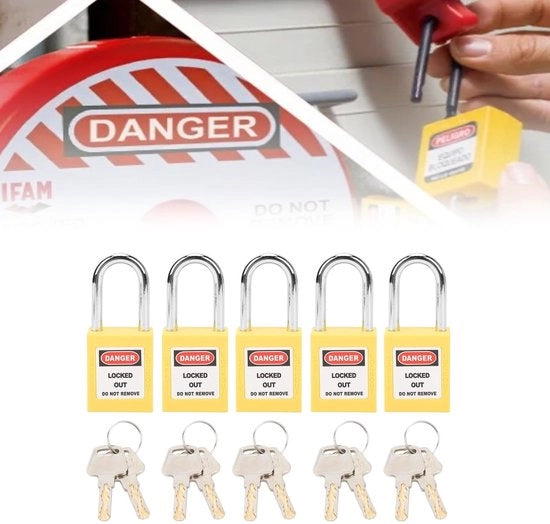 Set di sicurezza a 5 sloti - Isolamento LOTO - Nylon PA - 2 chiavi per slot - Adatto per industrie energetiche - Etichettatura descrittiva - Slot di blocco LOTO
