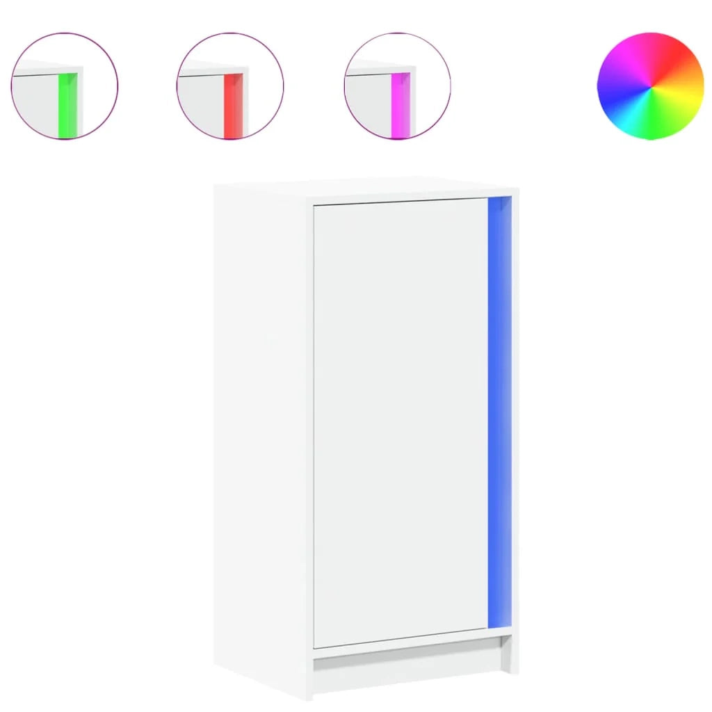 Buffet credenza cassettiera mobiletto mobile contenitore organizer per cucina soggiorno salotto con illuminazione a LED 42,5 x 34 x 85 cm legno ingegnerizzato bianco 02_0029772