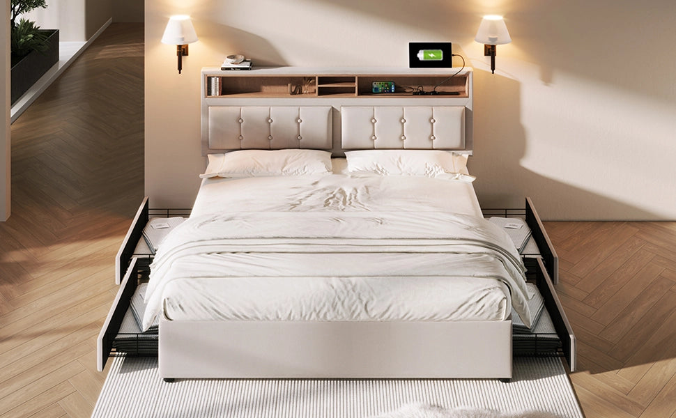Letto Matrimoniale; Lino; Beige