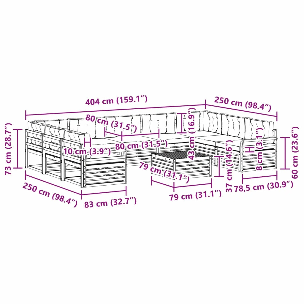 Set di divani da esterno 10 pz Bianco e Beige 3391198