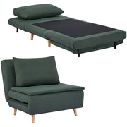 Letto Poltrona Imbottito ¨C Zephmum ¨C Verde Scuro Legno di Faggio