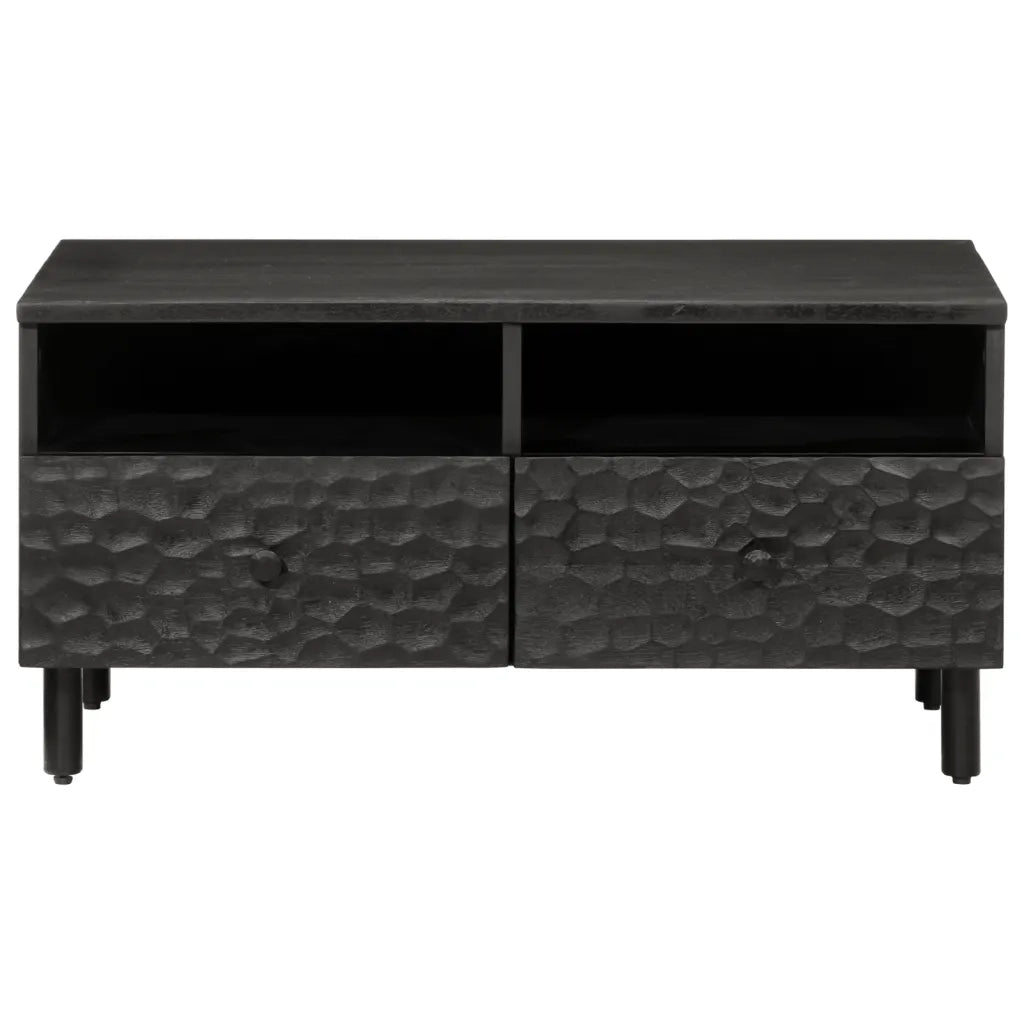 Tavolino da Salotto Nero 80x54x40 cm in Legno Massello di Mango