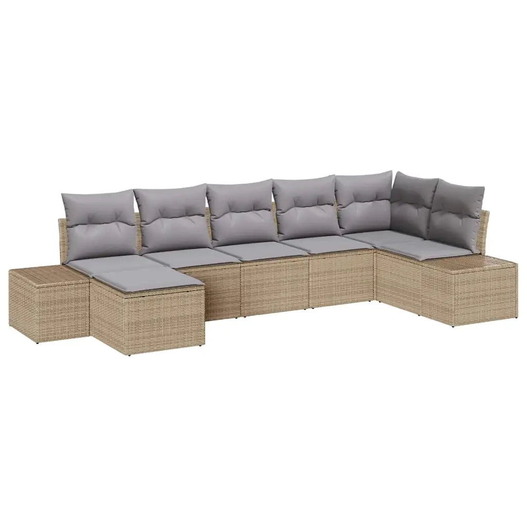 Set Divano da Giardino con cuscino 7 pcs Beige polyrattan 3347150
