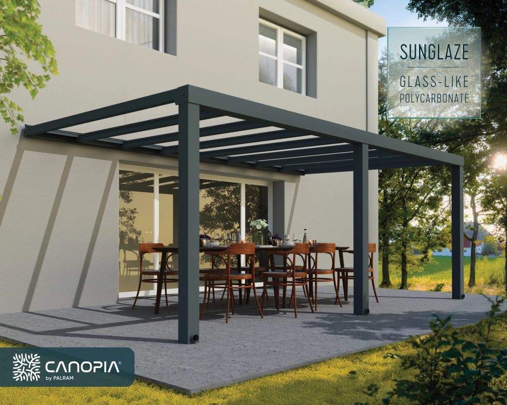 Pergola Addossata in Alluminio di Premium Stockholm 3.4X6 m Trasparente