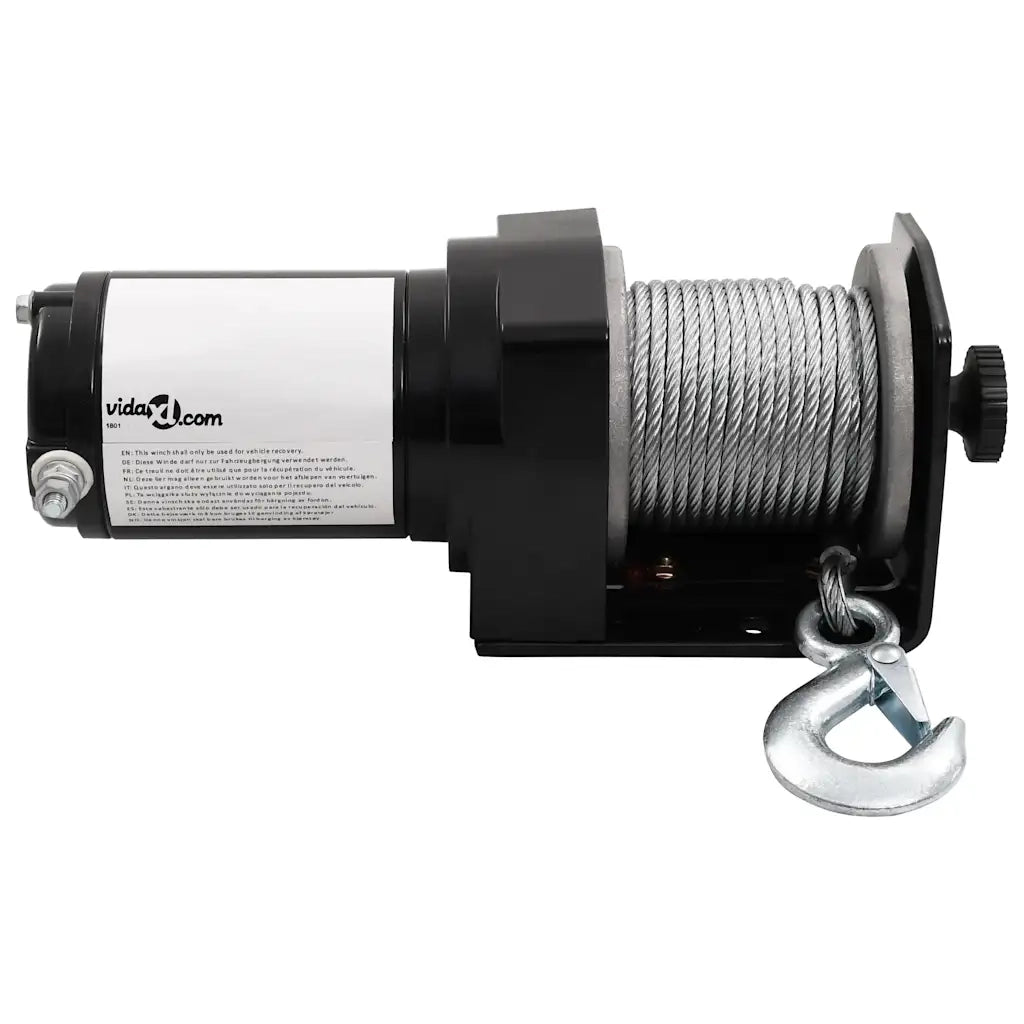 Verricello Elettrico 12 V 1360 kg con Piastra e Rullo Passacavo 210230