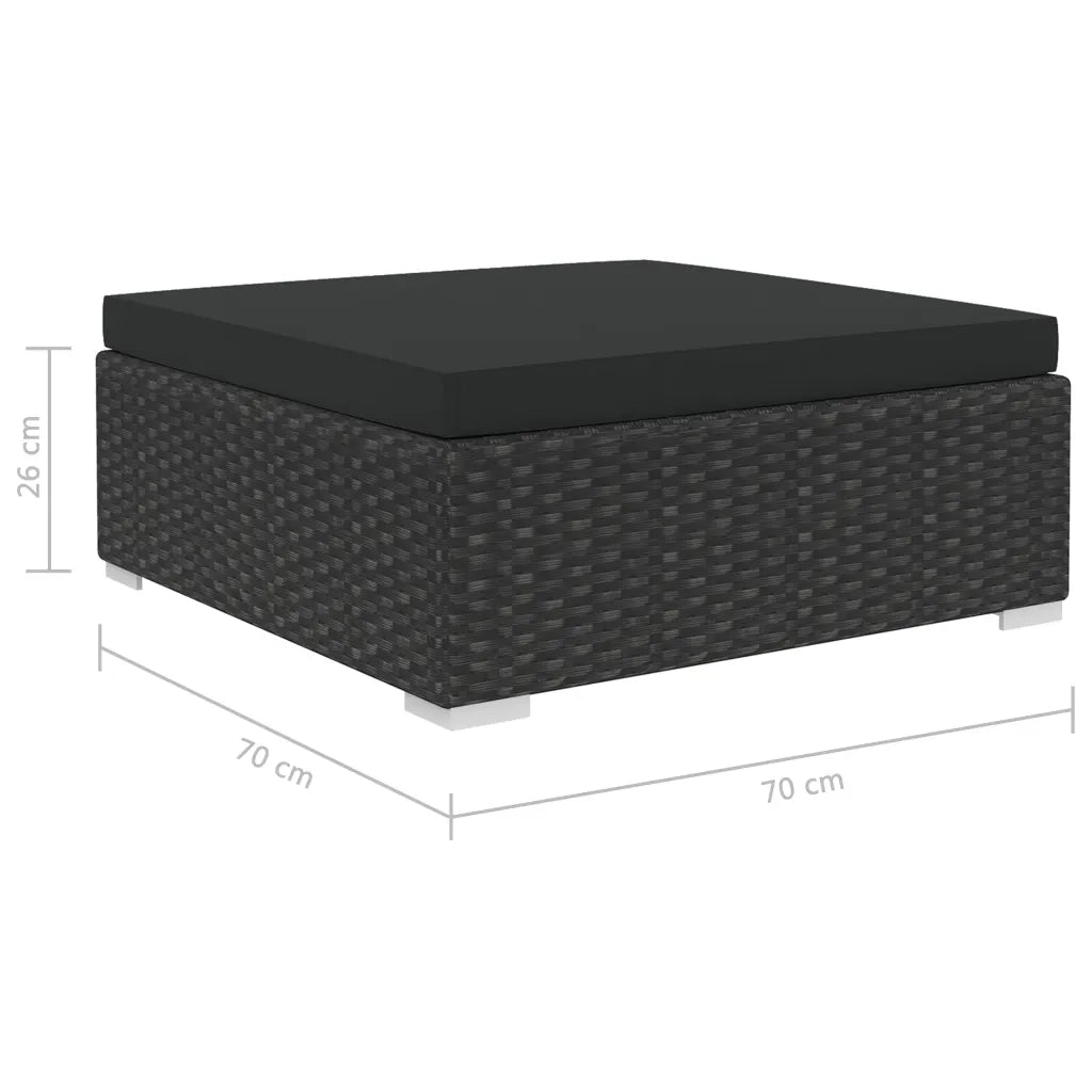 Set Divani da Giardino 12 pz con Cuscini in Polyrattan Nero 46764