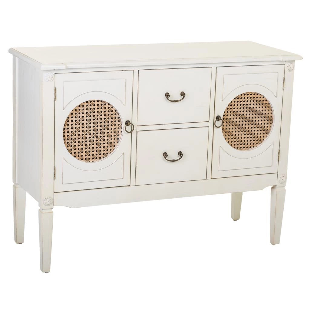 Mobile da ingresso in legno con griglie bianche 106x40x78h