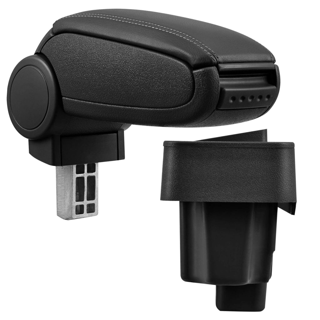 Bracciolo centrale per BMW E36 con scomparto imbottito in similpelle nera con cuciture nere 03_0000380