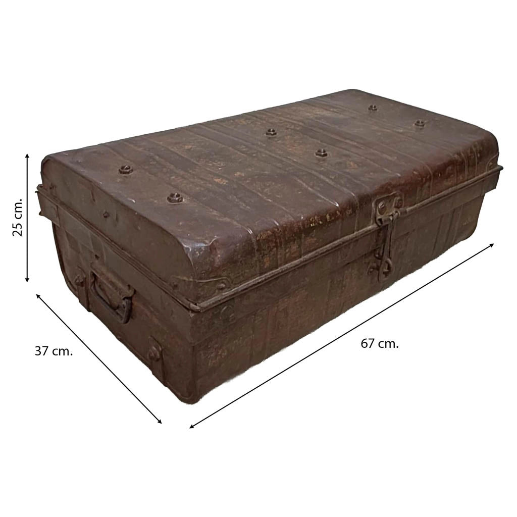 Valigia artigianale in metallo, 67x37x25h cm