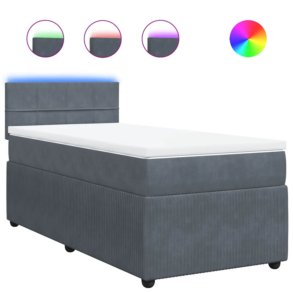 vidaXL Giroletto a Molle con Materasso Grigio Scuro 100x200 cm Velluto