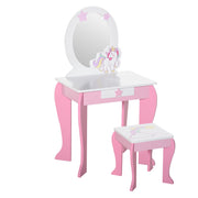 Toeletta bambini forma unicorno con sgabello ¨C Xylo ¨C rosa bianco MDF 49x34x90cm