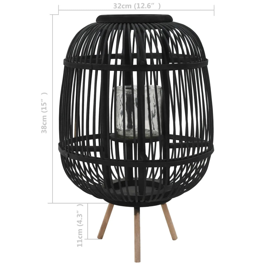 Supporto per Lanterna da Tavolo in BambÃ¹ Nero cod mxl 69039