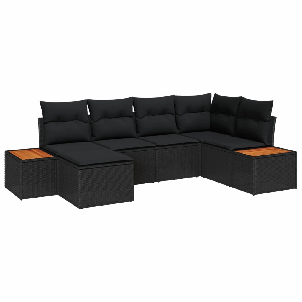 Set Divano da Giardino con cuscino 7 pcs Nero Polyrattan 3356788