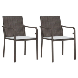 Sedie da Giardino con Cuscini 2pz Marroni 56x59x84cm Polyrattan 364093