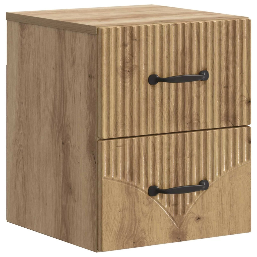 Mobiletto da notte a muro con cassetto 2 pcs Rovere Artigianale 898994