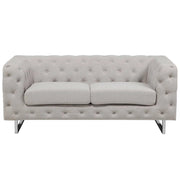 Divano Chesterfield a 2 posti con bottoni avorio beige capitonnè
