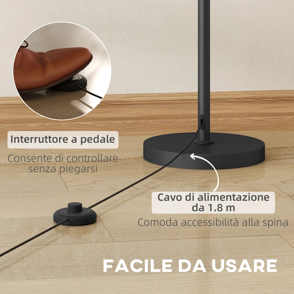 Lampada da Terra Alta con 3 Punti Luce Attacco E27 e Interruttore a Pedale 54x54x165 cm Base in Metallo Oro