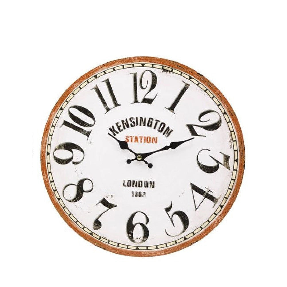 Trade Shop - Orologio Da Parete In Legno Rotondo Vintage Retro' Analogico Casa Cucina 218694 -