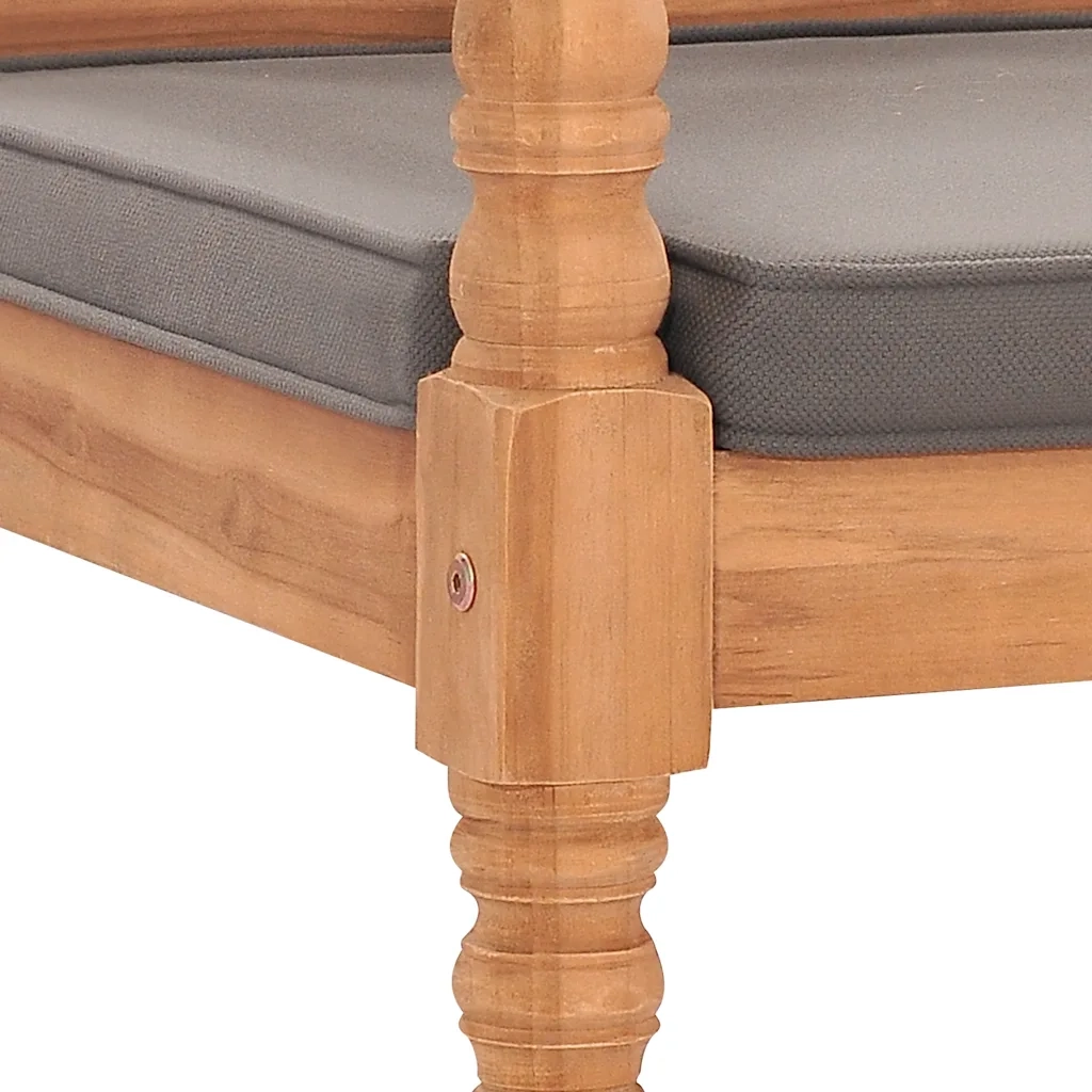 Panca Batavia con Cuscino Grigio Scuro 120 cm Massello di Teak 316030