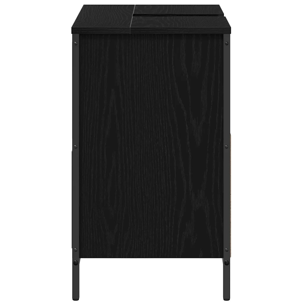 Mobile Lavabo da Bagno-Armadietto da bagno con Cassetti Rovere Nero 60x34,5x60 cm