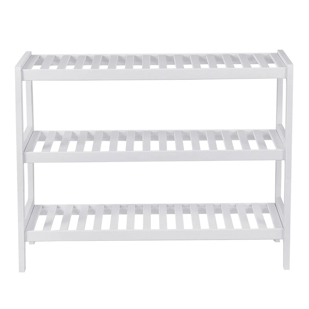 Scarpiera/scaffale portaoggetti in bambù a 3 ripiani 70 x 26 x 55 cm bianco 12_0005493