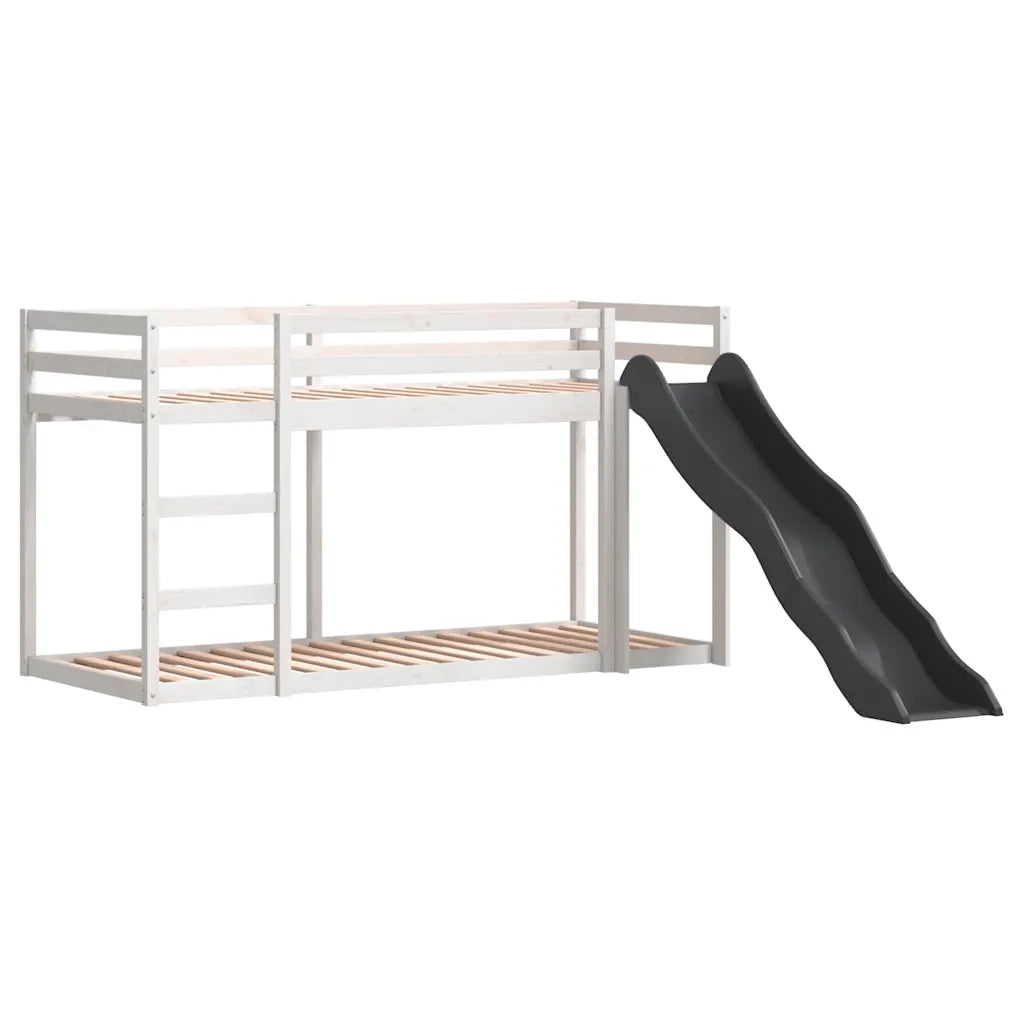 Letto a Castello Scivolo e Scala Bianco 90x200 cm Legno di Pino 3284243