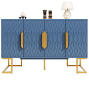 Armadio di servizio moderno blu/nero - Xylo - 140x40x80 cm - 4 porte, 2 ripiani regolabili