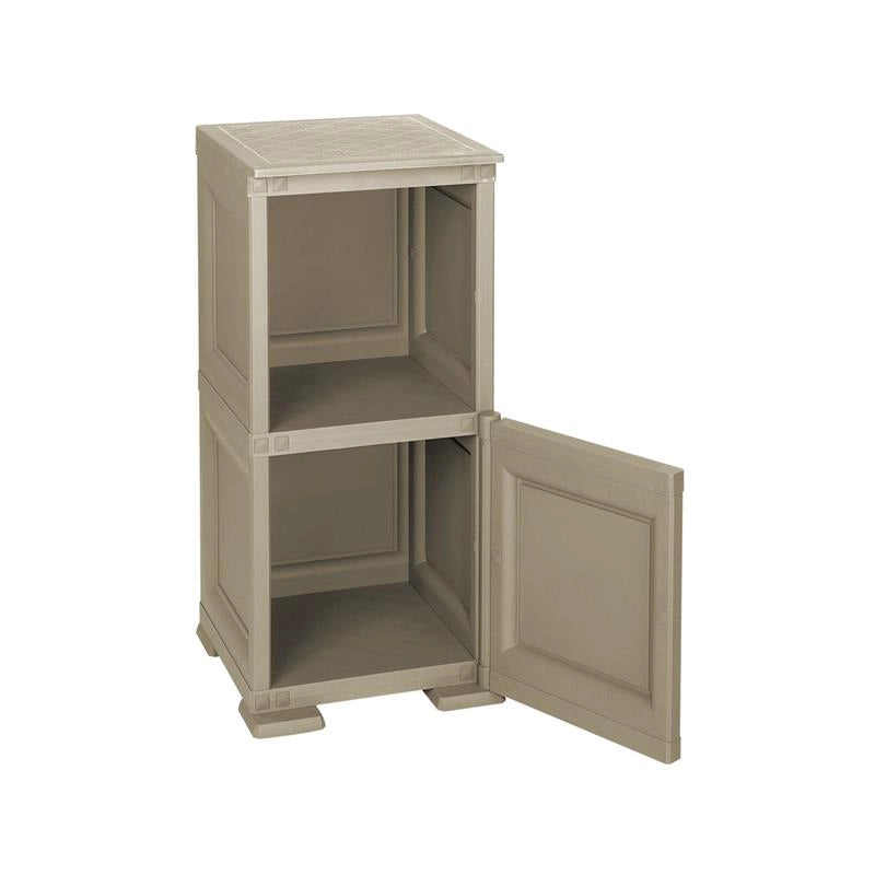COMÒ COMODINO 2 MODULI TALPA 40X43X85,5 CM CON ANTA EFFETTO LEGNO E VANO A GIORNO – MOBILE CONTENITORE COMPATTO PER CAMERA DA LETTO