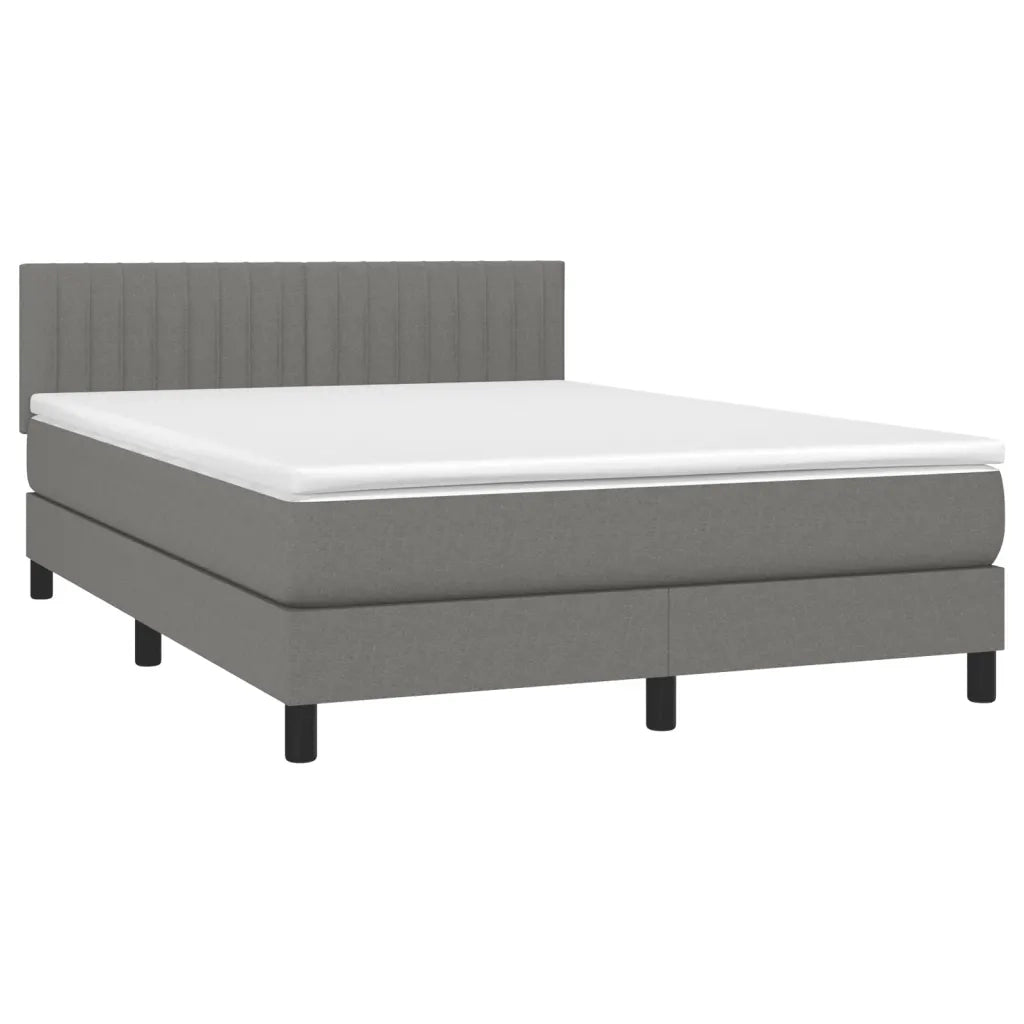 Letto a Molle Materasso e LED Grigio Scuro 140x200cm in Tessuto 3133318