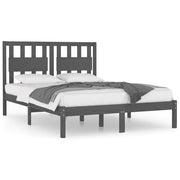 Letto matrimoniale | Letto per adulti | Giroletto Grigio in Legno Massello di Pino 200x200 cm