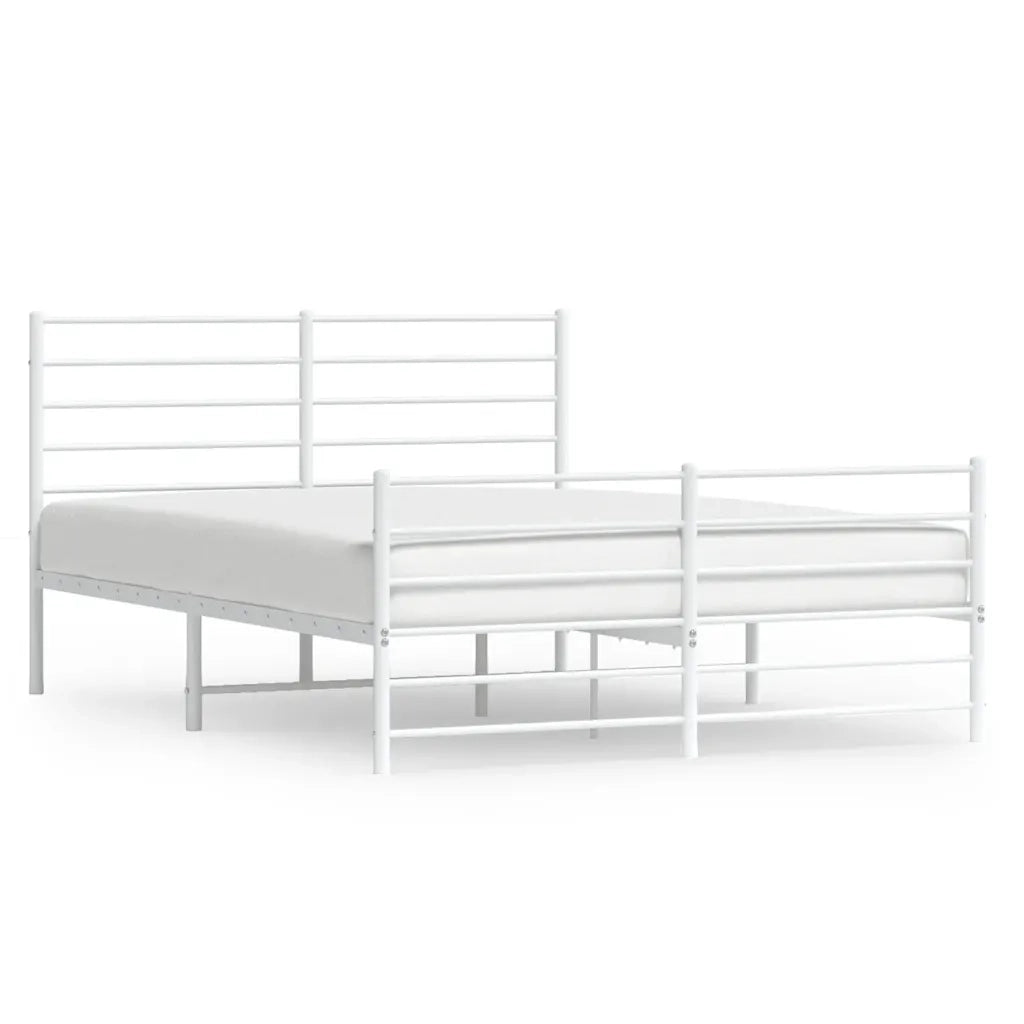 Giroletto con Testiera e Pediera-Struttura Letto Metallo Bianco 140x190 cm 132924