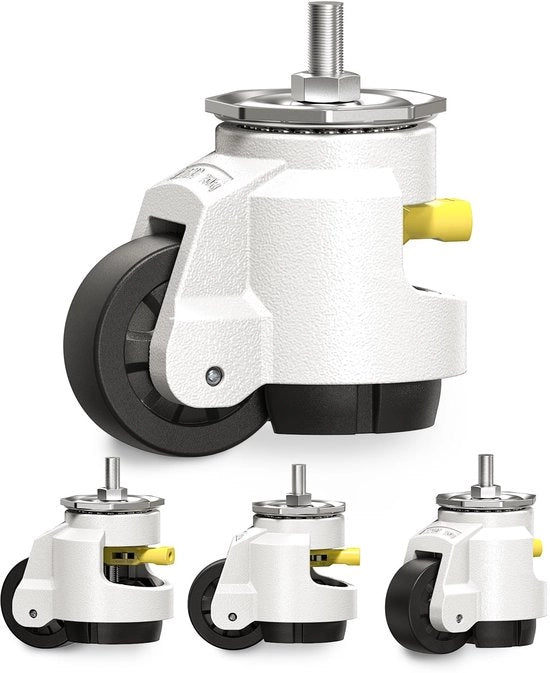 Ruote pesanti per lavoro con maniglia a manovella per banco di lavoro, M12 e 1/2", ruote per mobili retrattili, set di 4 ruote industriali, ruote pesanti, capacità totale 2250 kg