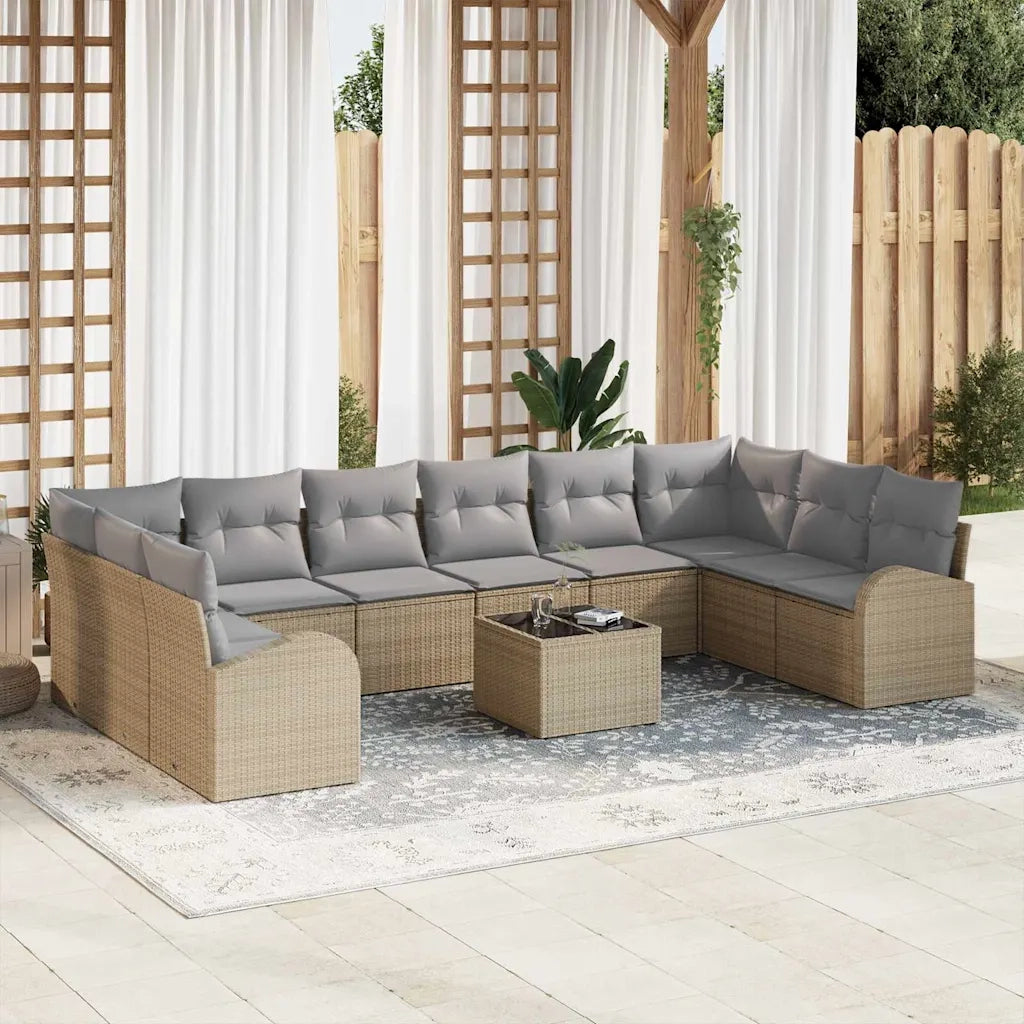 Set Divano da Giardino 11 pcs Beige e Grigio Chiaro polyrattan 3354899