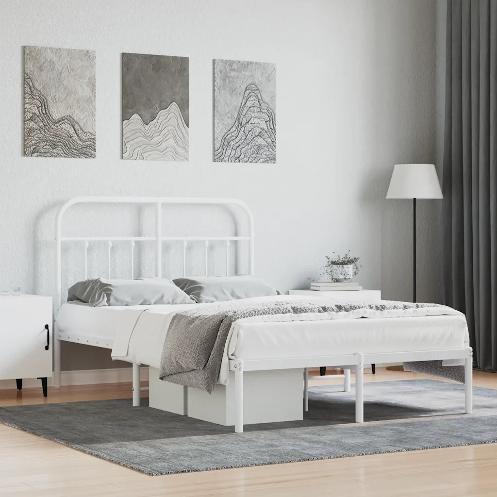 Giroletto con Testiera-Struttura Letto con testiera Metallo Bianco 120x190 cm 810641