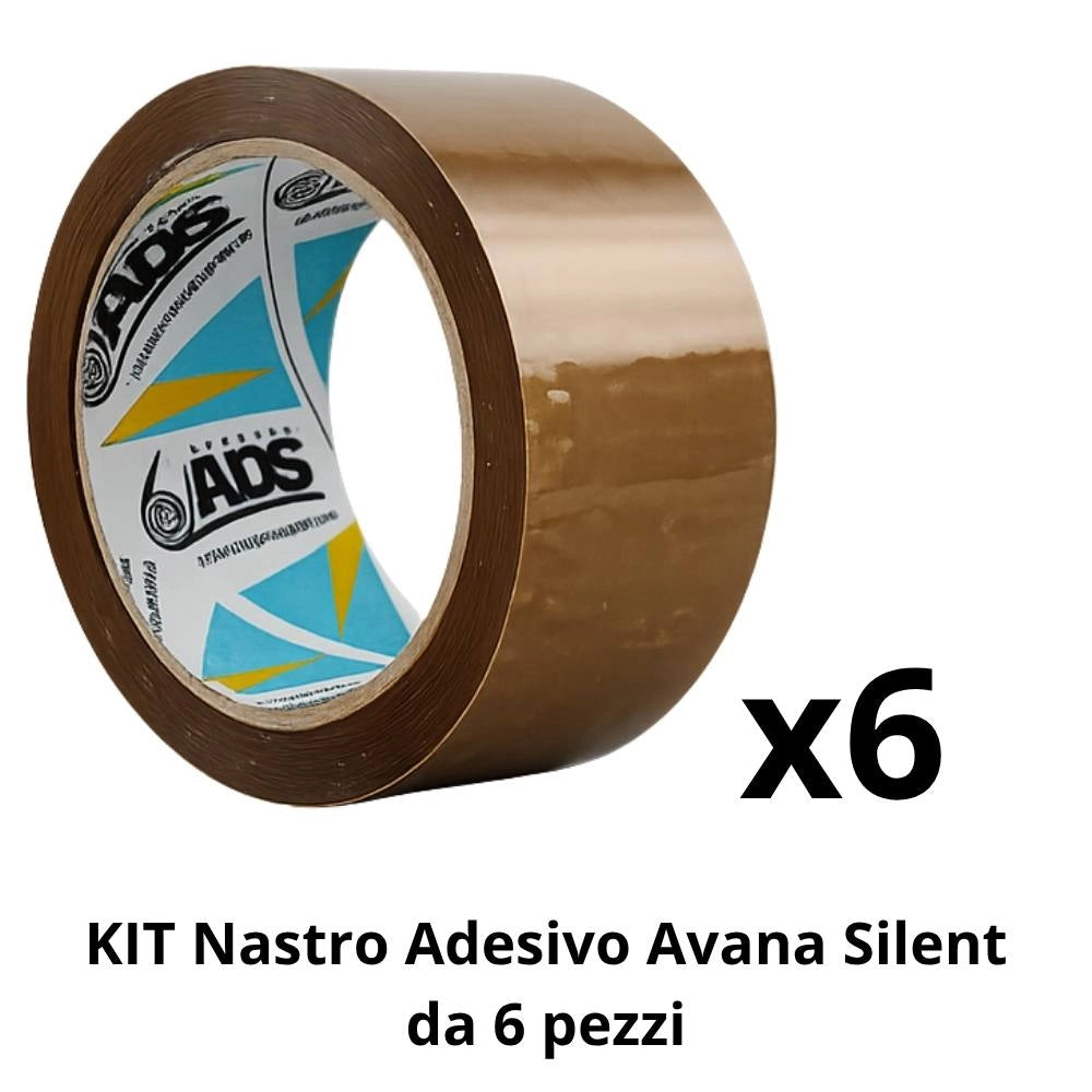 Nastro adesivo avana silenzioso 50 mm x 66 m per imballaggio professionale *** numero pezzi 6, confezione 1