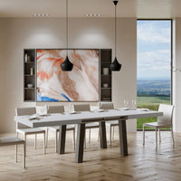 Tavolo Allungabile 200-304x90x77 cm Bridge Bianco Frassino Telaio Antracite