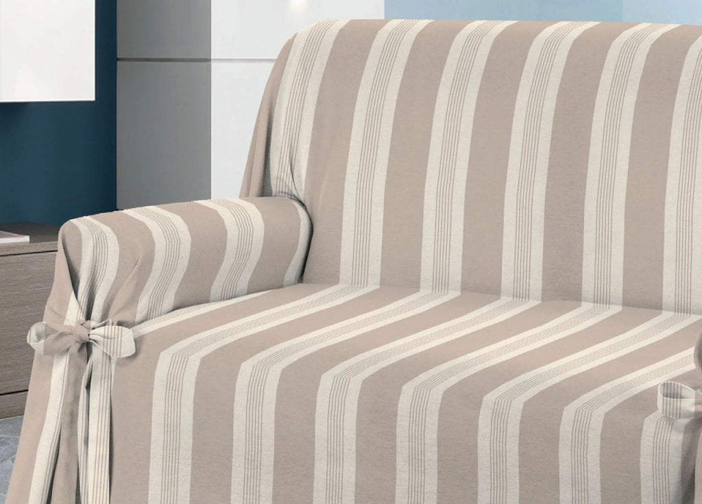 Copridivano Fodera Telo Protezione Divano Con Laccetti Fiocco Disegno Grancasa - Poltrona - Beige