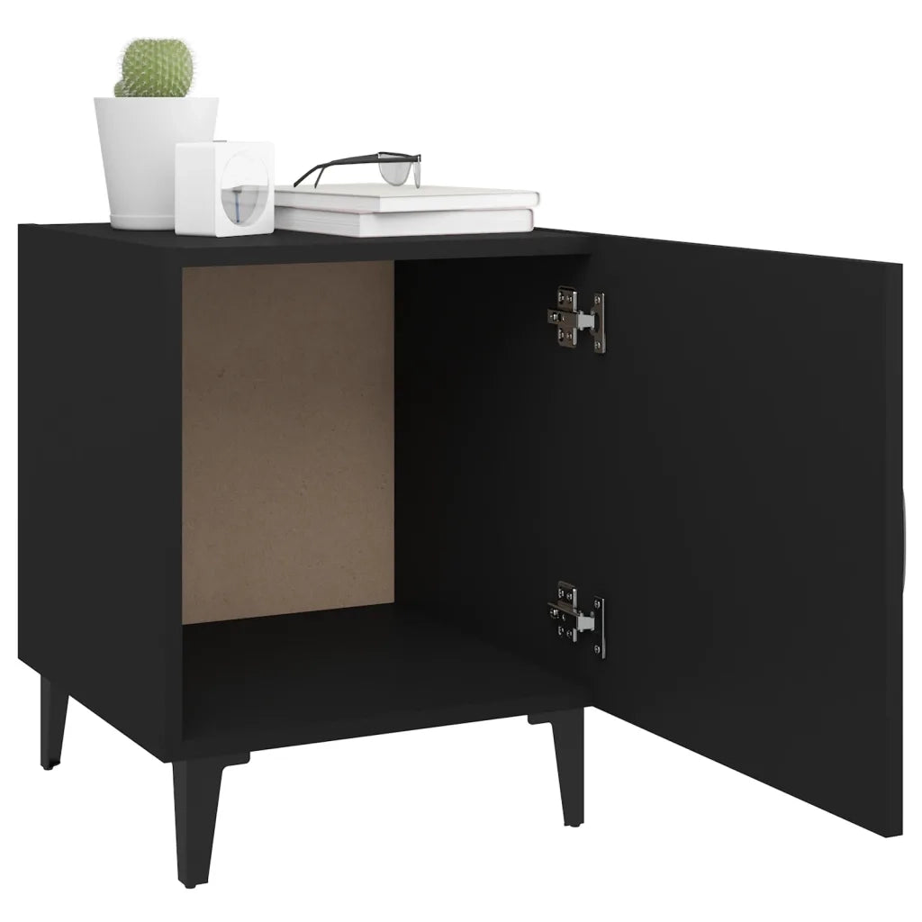 Comodini 2 pz-Set di 2 Tavolino da notte Neri in Legno Multistrato 635700