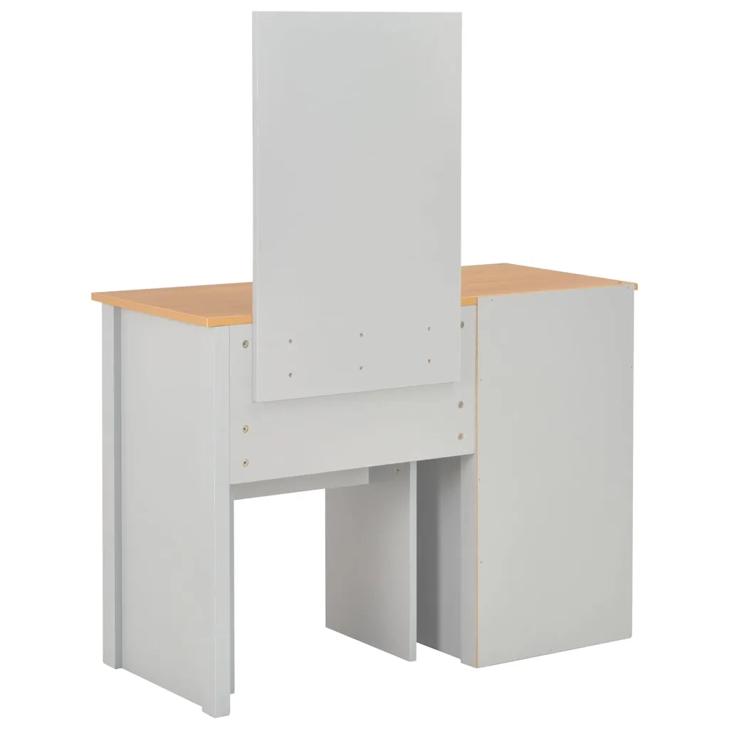 Toeletta | Tavolo da Trucco con Specchio e Sgabello Grigio 104x45x131 cm
