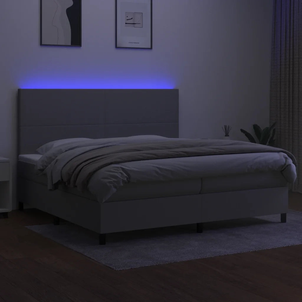 Letto a Molle Materasso e LED Grigio Chiaro 200x200 cm Tessuto cod mxl 63385
