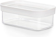 Contenitore di stoccaggio verticale per materiali secchi, 100% sterile, capacità 0,45 litri, forma rettangolare, bianco/trasparente.