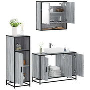 Set Mobili da Bagno 3 pz Grigio Sonoma in Legno Multistrato