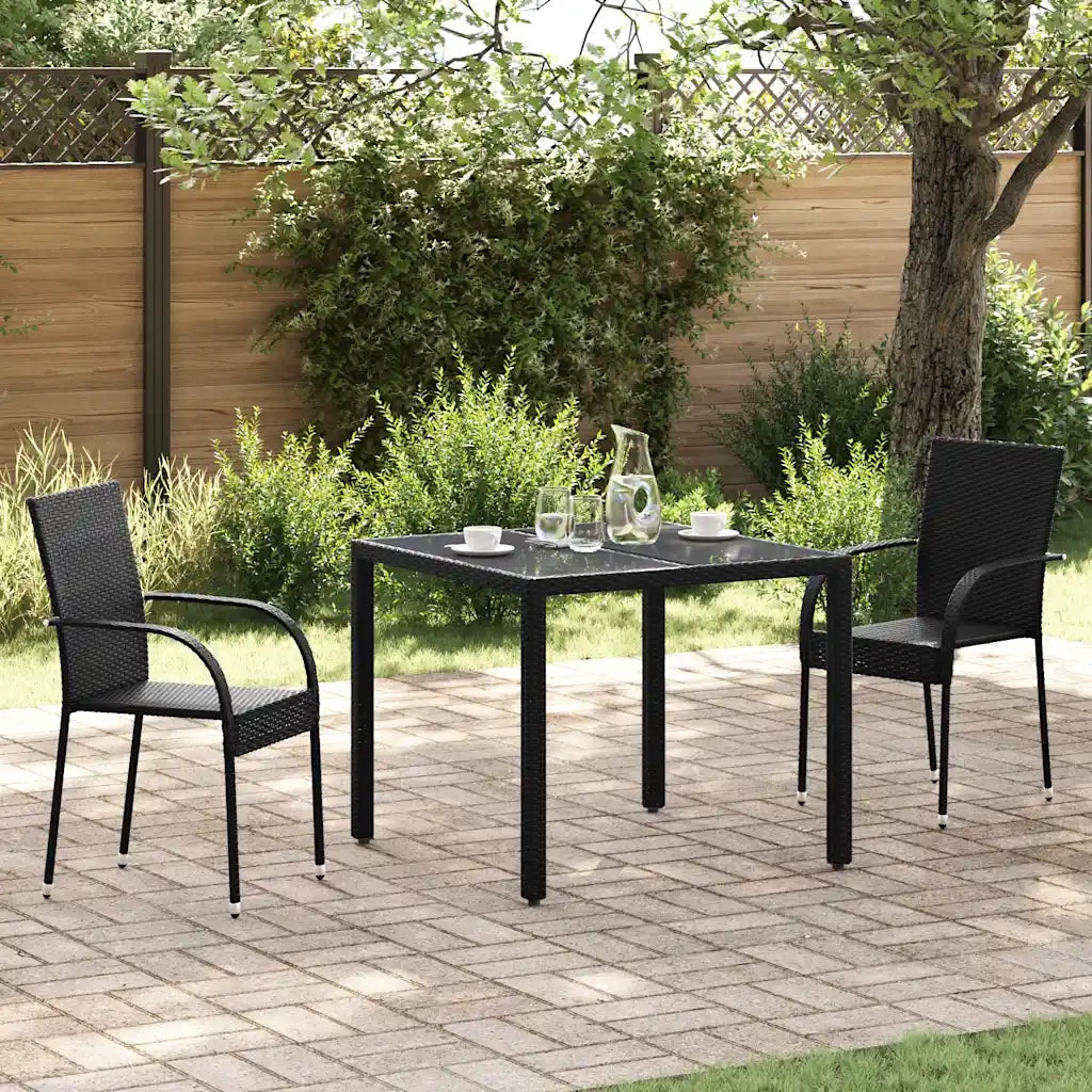 Sedie da giardino Impilabili 2 pz | Sedie da Esterno in Polyrattan Nere