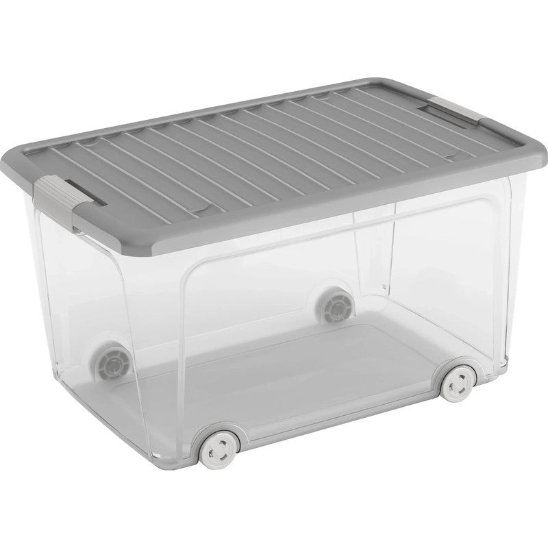 Contenitore Kis W Box alto con ruote grigio cm 31,5x39x56,5 h