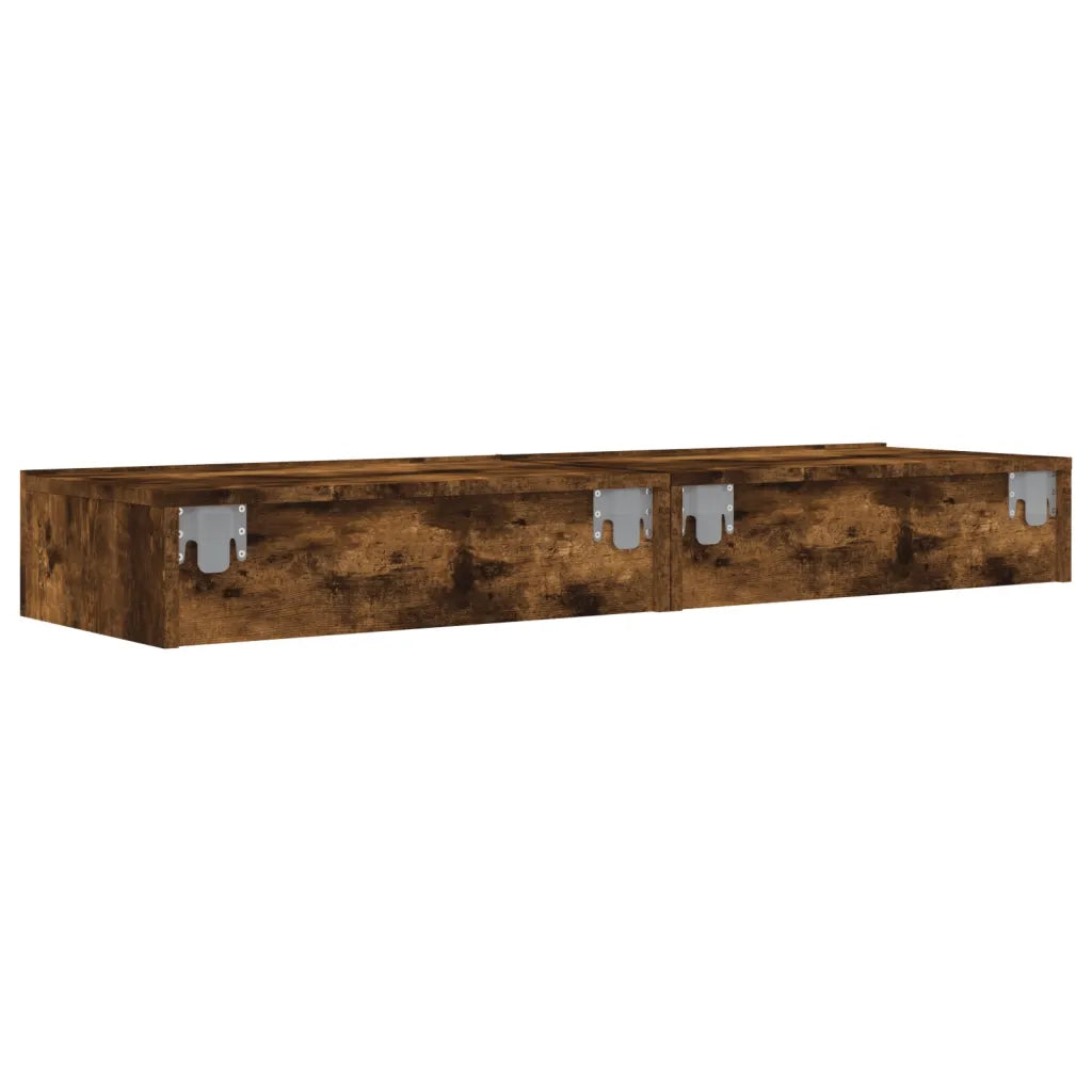 Mobili Porta TV con Luci LED 2 pz-Credenza per TV Rovere Fumo 60x35x15,5 cm