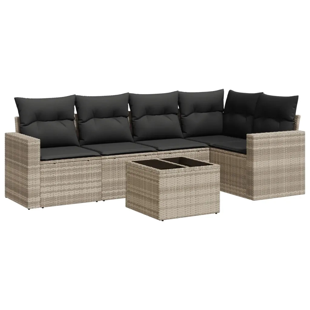 vidaXL Set Divano da Giardino 6pz con Cuscini Grigio Chiaro Polyrattan