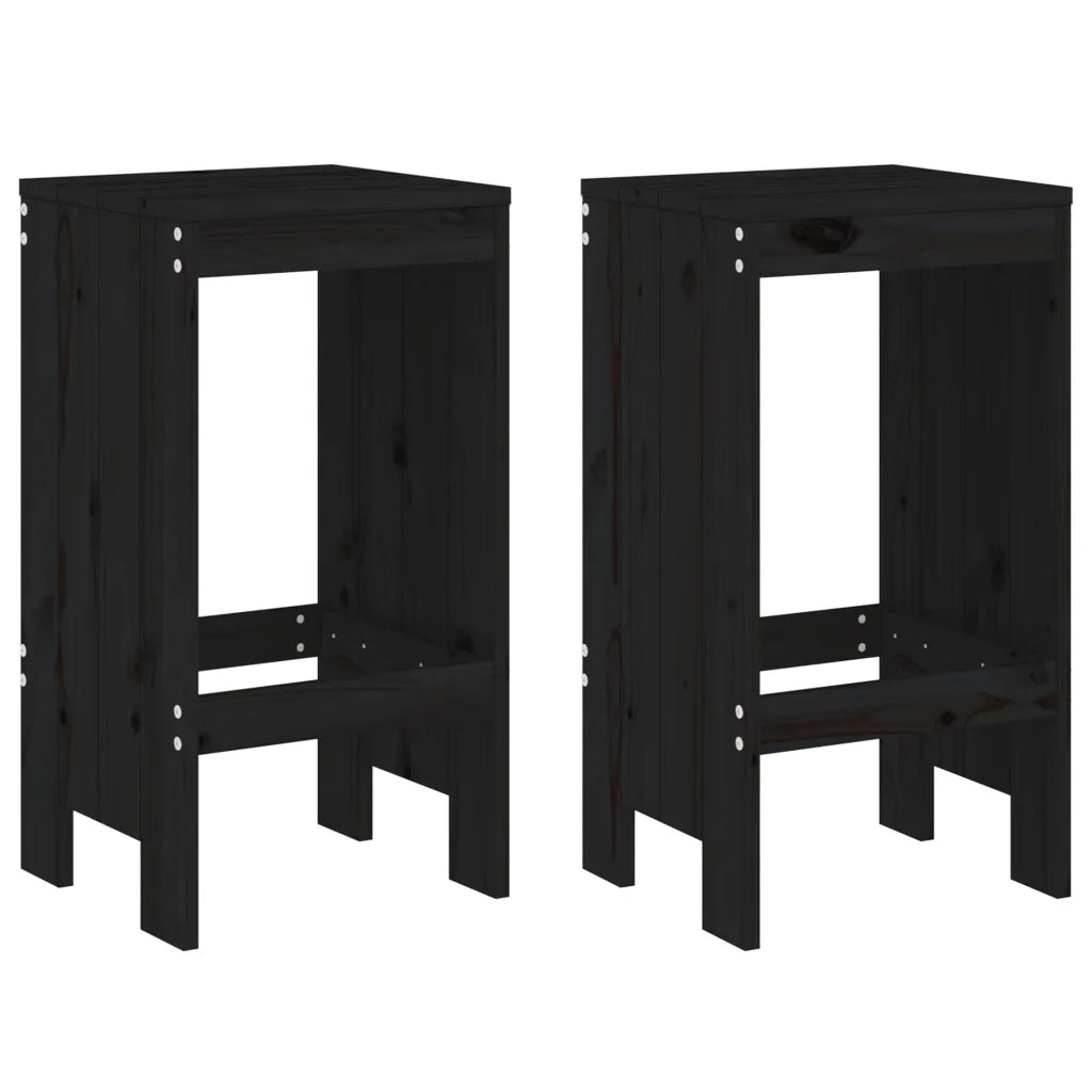 Set Bar da Giardino 3 pz | Set Salotto da Giardino Nero in Legno Massello di Pino